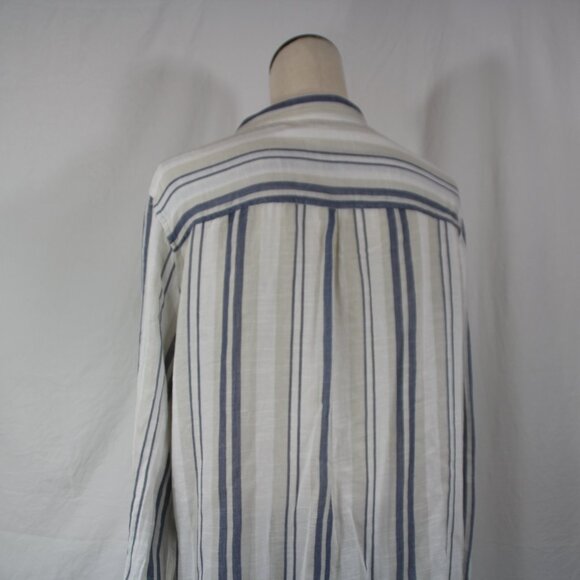 Lucky Brand Long Sleeve Shirt Women's XL Blue White Stripe Button Up Collared - Picture 6 of 9